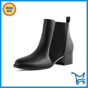 Chunky Heel Ankle Boots Slip On Elastic Gore Chelsea Boots Comfortable